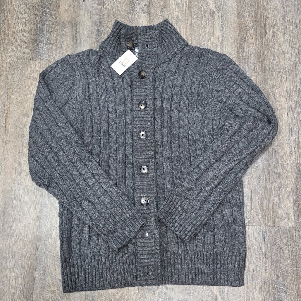 Gray XL Men's Sweaters Men's Cardigan Stand-Up Collar Men's XL Cardigan Sweater